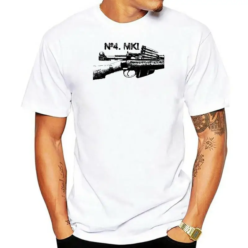 2022 Summer Hot Sale Men T-shirt Enfield No4 Mk1 Rifle T shirt WWII British 303 Longbranch, Jungle Carbine