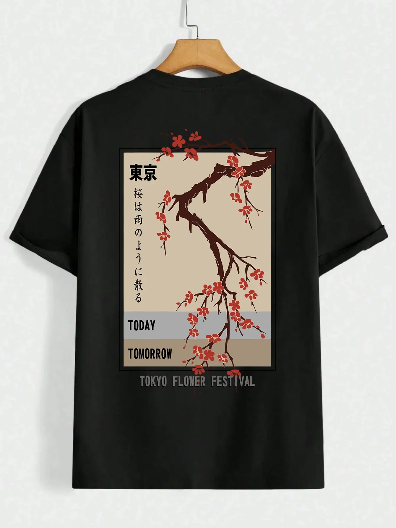 

Today Tomorrow Tokyo Flower Festival T Shirt Men Fashion O-Neck Tshirts Summer Cotton Tops Fashion Loose Street Hip Hop T-Shirts