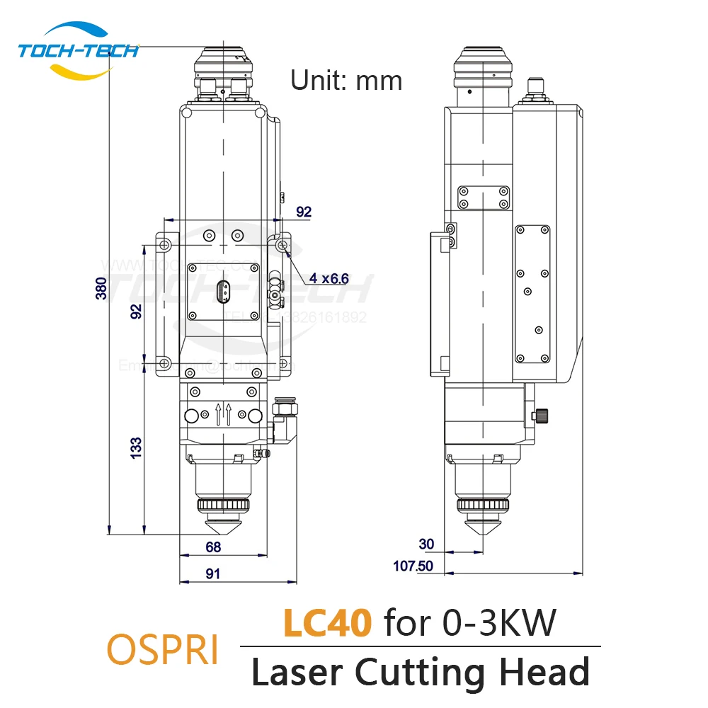 Auto Focalização Cabeça De Corte A Laser, Máquina De Corte A Laser De Fibra, 0-3kW, QBH OSPRI, LC20S, LC40