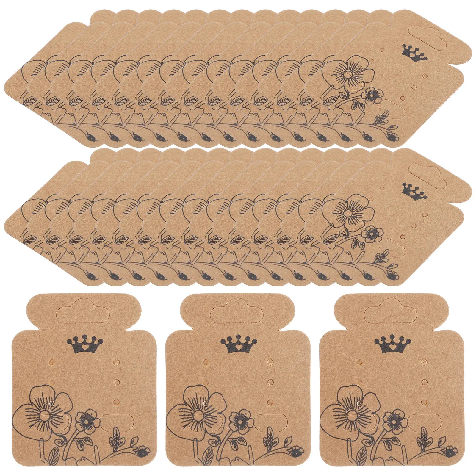 

100 штук картонных карточек для упаковки ювелирных изделий, плоские складные держатели для демонстрации серег, для хранения и презентации в розничной торговле