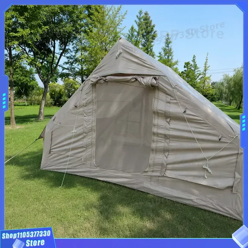 Outdoor Inflatable Tent 6.3sqm Entry-Level Single Door 210D Oxford Khaki Glamping Air Cabin Simple Operation Affordable