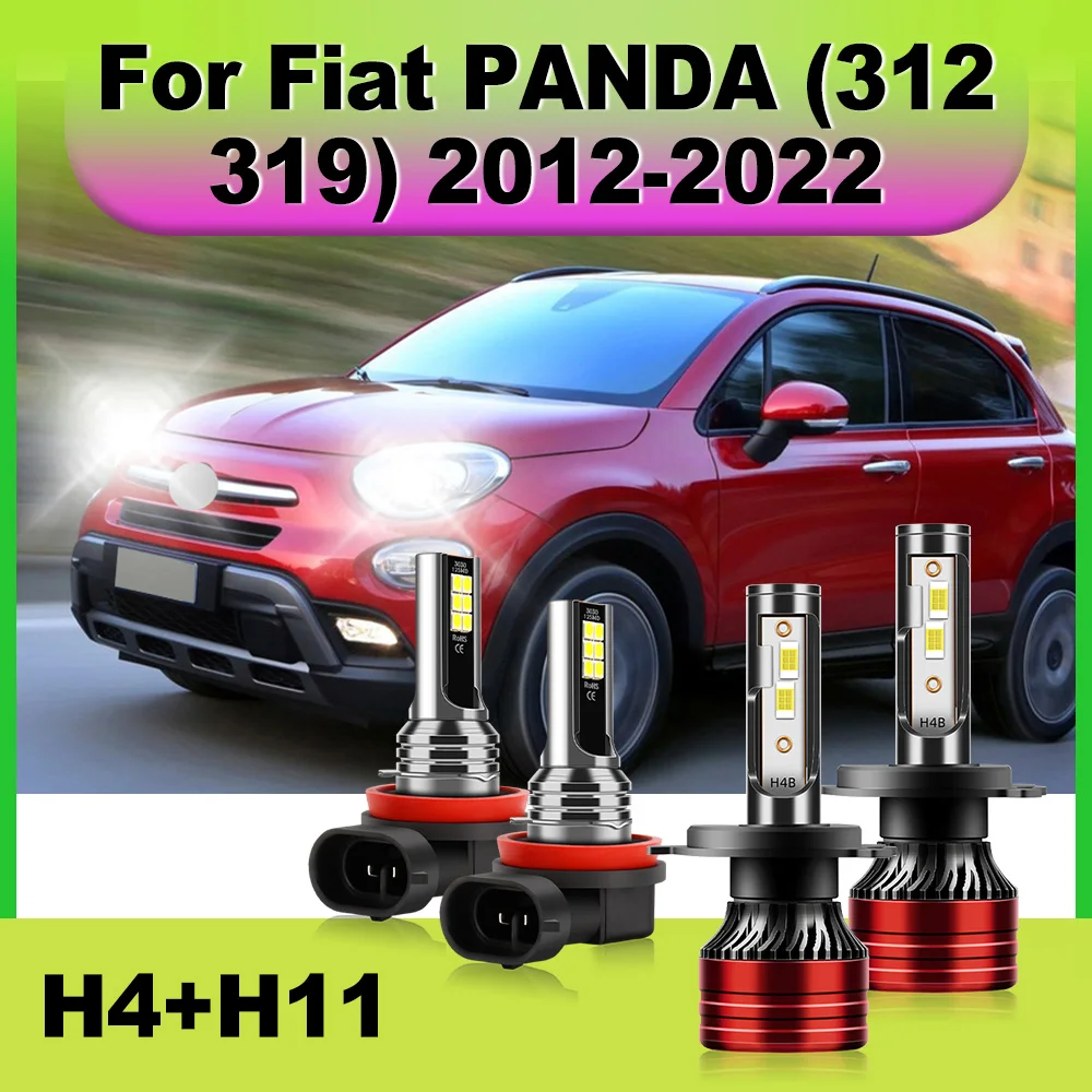 

Car LED High/Low Beam Headlight Fog Light 6000K White CSP Chips For Fiat PANDA (312 319) 2012-2022 Plug and Play Car Headlamp