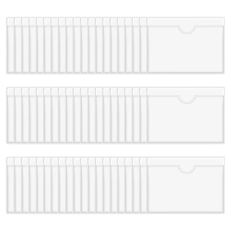 60Pcs Self-Adhesive Label Holder Card Pockets Label Holder Clear Library Card Holders With Top Open For Index Cards