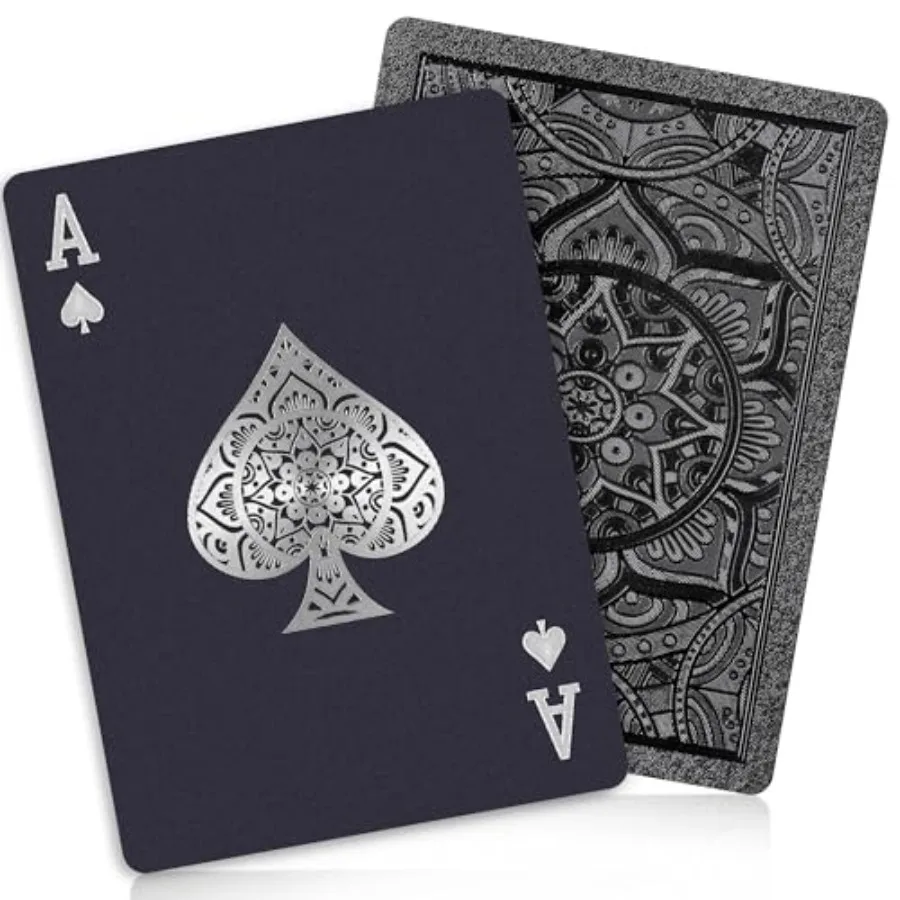 

Playing Cards Pack, Plastic Playing Cards, Deck of Cards, Waterproof Poker Cards, Black Standard Playing Card for Adults, Cool