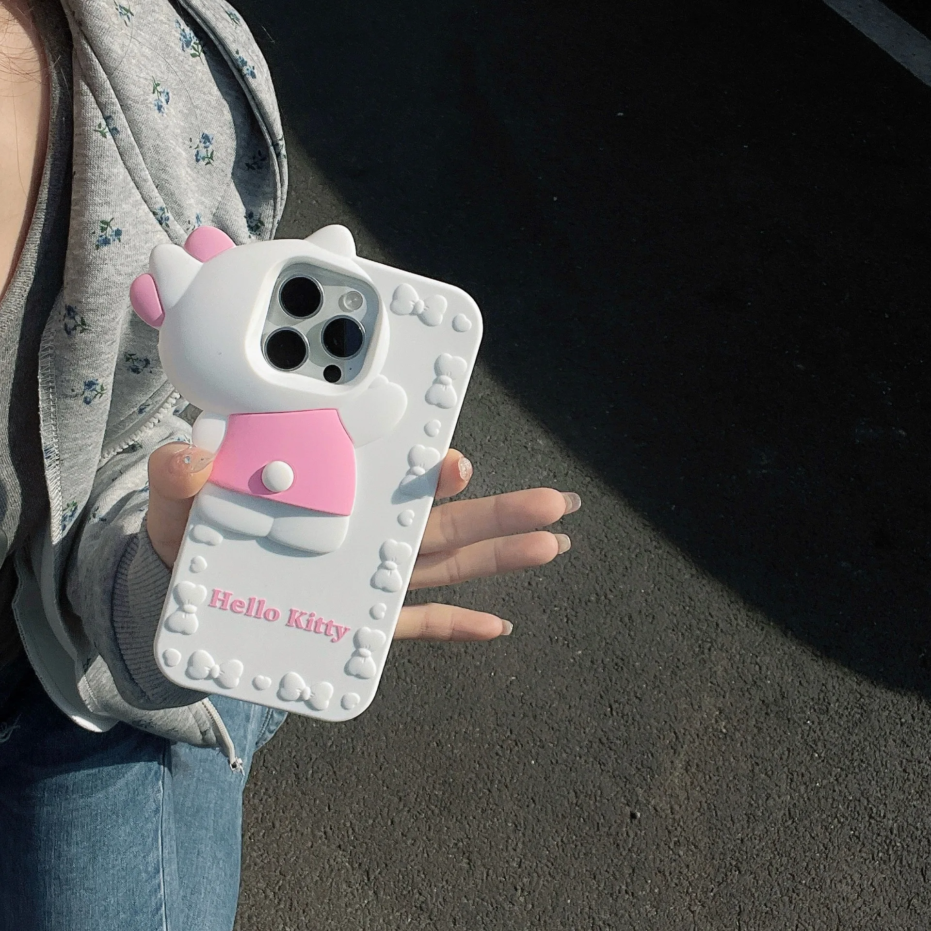 การ์ตูนน่ารักสีชมพูProbe Hello KittyเหมาะสําหรับiPhone 16 15 13/14 Pro Maxเคสโทรศัพท์ซิลิโคนAnti Dropโทรศัพท์ป้องกัน