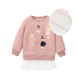 Jumping Meters 2-7T Fairy Tale Girls  Sweatshirts With Fleece Inside Warm Children's Clothing  Hot Selling Baby Shirts Tops