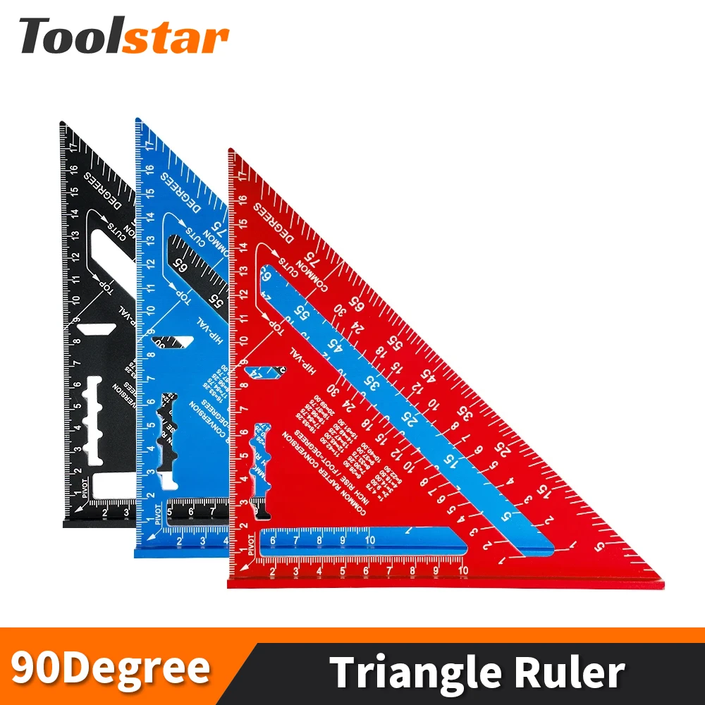 Triangle Ruler 7Inch Measurement Tool Aluminium Alloy Carpenter Set Try Square Triangular Metric Square Angle Woodworking Tools