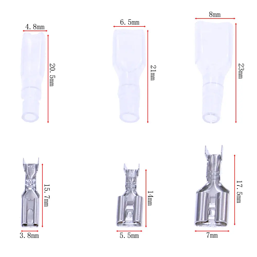300pcs/lot 2.8 4.8 6.3 Insert Plug Spring Sheathed Wire Terminal Connector Cold Pressed Terminal Kit