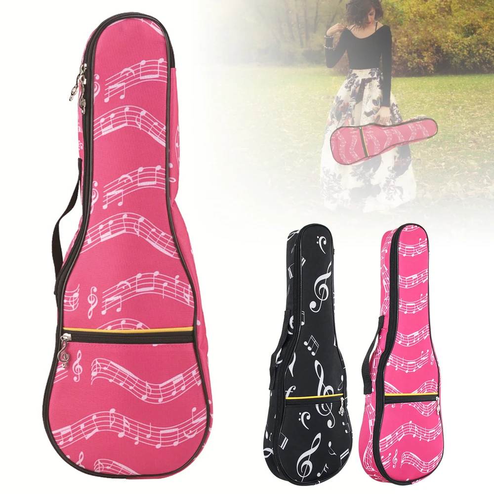 

21 Inch Musical Note Ukulele Bag Case 10mm Sponge Soft Padded Ukelele Gig Bag Oxford Cloth Hawaii Guitar Waterproof Backpack