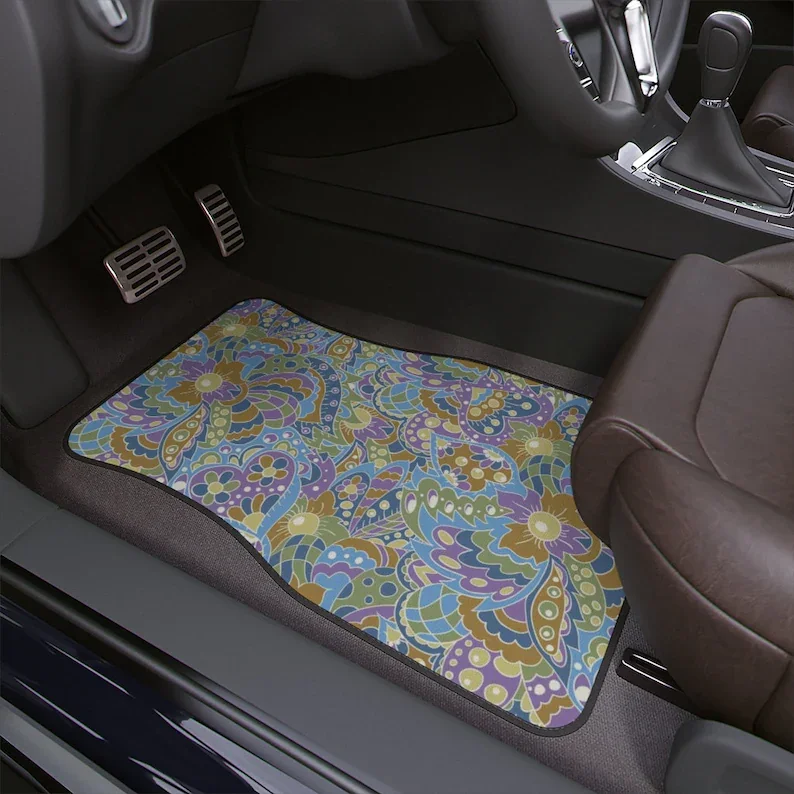 

Colorful Boho Car Floor Mats, Aesthetic Flower Car Floor Mats,Y2K Retro Car Accessories,Cute Car Decor for women,Gift for driver