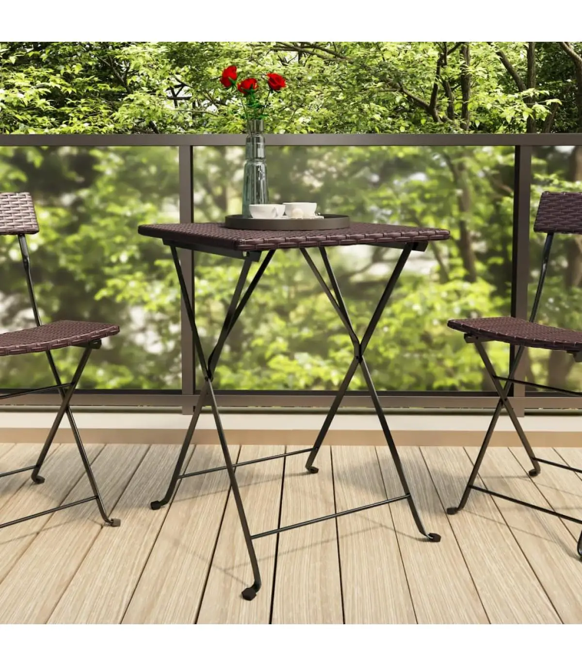 Garden tables bistro folding table Brown synthetic rattan 55x54x71 cm