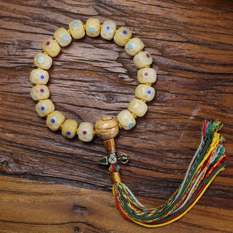 Natural Bone, Jade-Like, Old Material Bracelet, Multi-Bead, Mammoth Molars, Turquoise, Tibetan-Style Accessories
