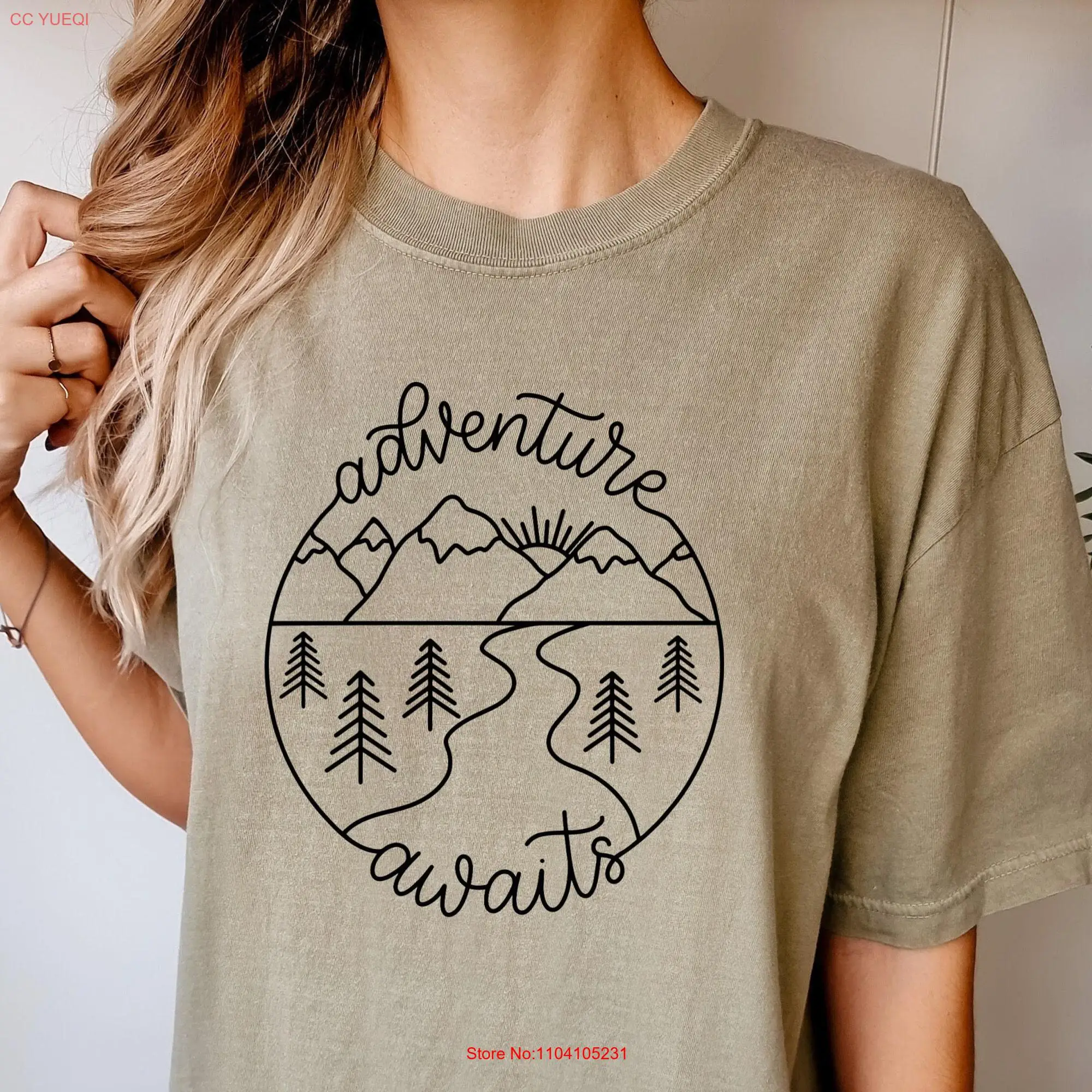 Adventure Awaits Comfort Colors T Shirt Granola Girl Camping Hiking Travel Bride Bachelorette long or short sleeves