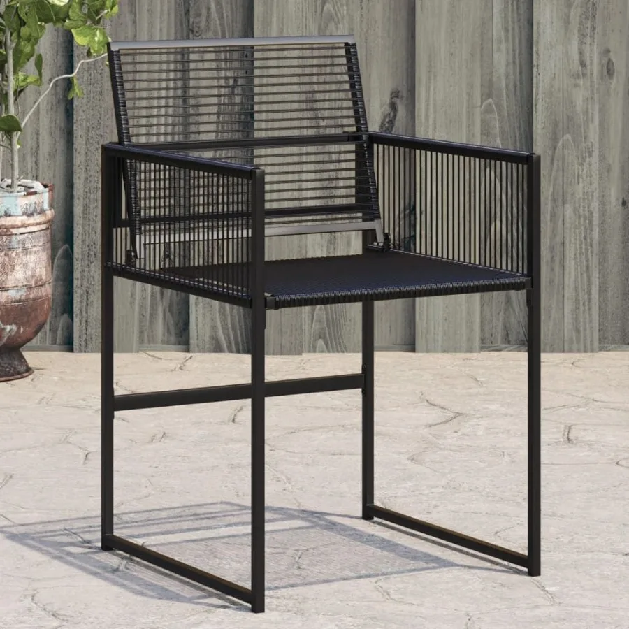 

Garden Chair Black PE Rattan PowderCoated Steel Collapsible