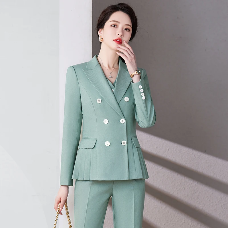 ZJYT Elegant Chic Women\'s Blazer Suits Trousers Matching Set Autumn Fashion Long Sleeve Jacket Pant Sets Office Lady Work Outfit