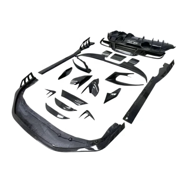 High-quality Key Style Dry Carbon Fiber Front Lip Diffuser Side Skirt Rear Spoiler Side Vent Hood Trim Body Kit for Ferrari F8