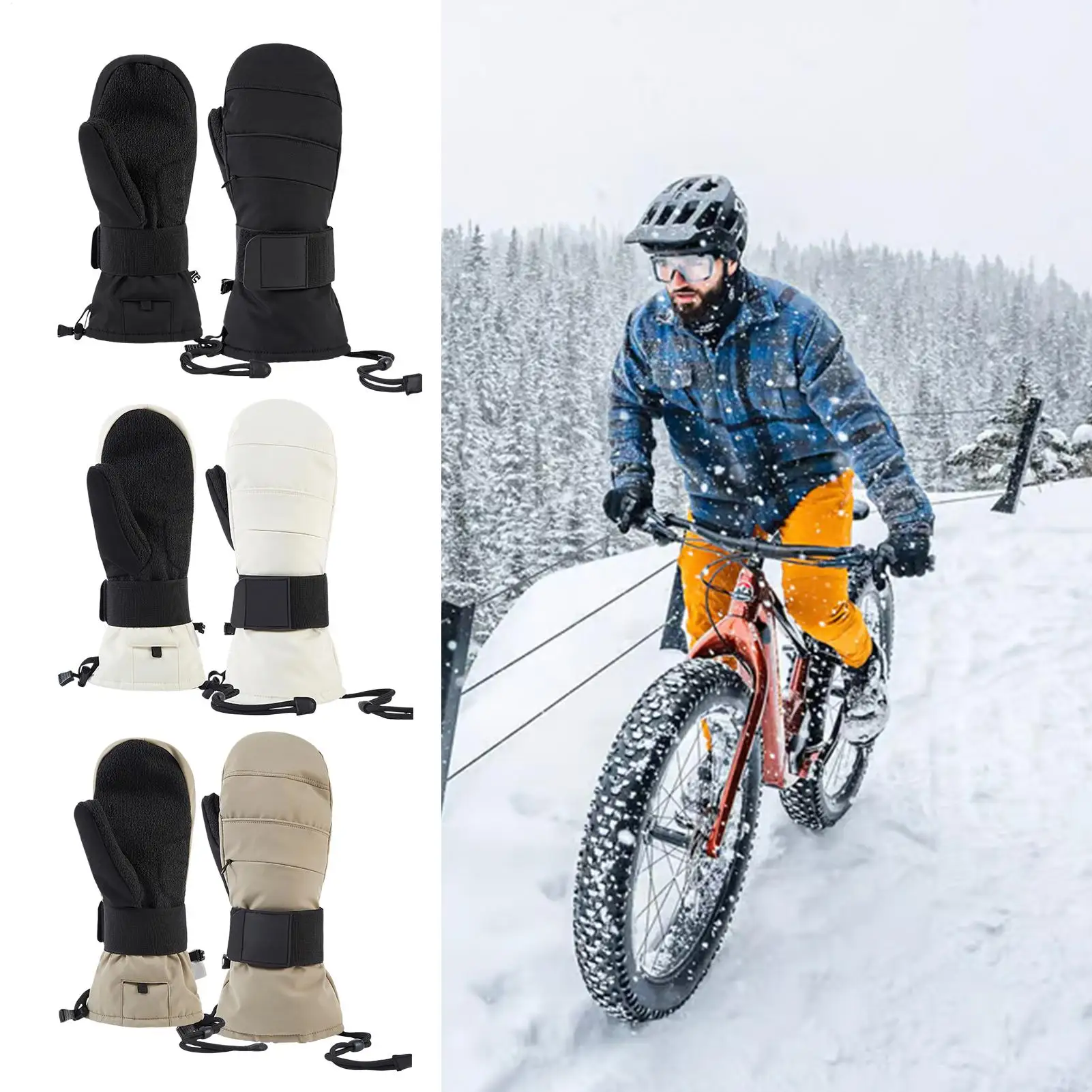 

Winter Warm Full Fingers Waterproof Wind proof Cycling Outdoor Sports Running Motorcycle Ski Touch Screen Fleece Gloves
