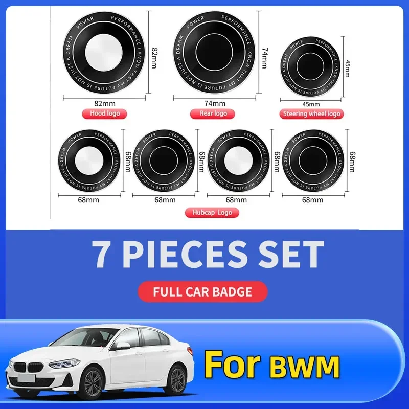 

7pcs 45mm 68mm 74mm 82mm Car Logo Front Hood Emblem rear boot badge for BMW E28 E32 E43 E52 E53 E63 E64 E93 E94 E87 F10 F20 F30