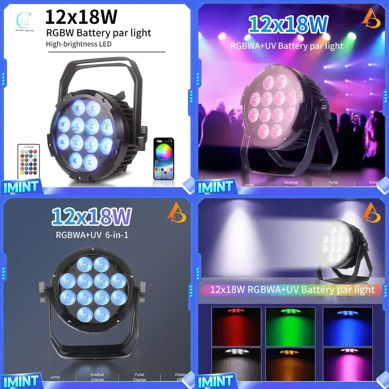 AICPOSE Wholesale 12PCS 18W 4in1 RGBW LED Par Can Stage Lights Outdoor Waterproof DMX512 Stage Par Light