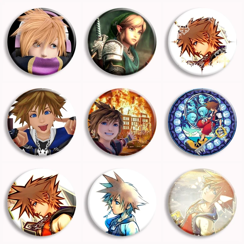 Classic Game Kingdom Hearts Anime Soft Button Pin Sora Roxas Cartoon Brooches Badge Bag Decor Accessories Fans Collect Gifts