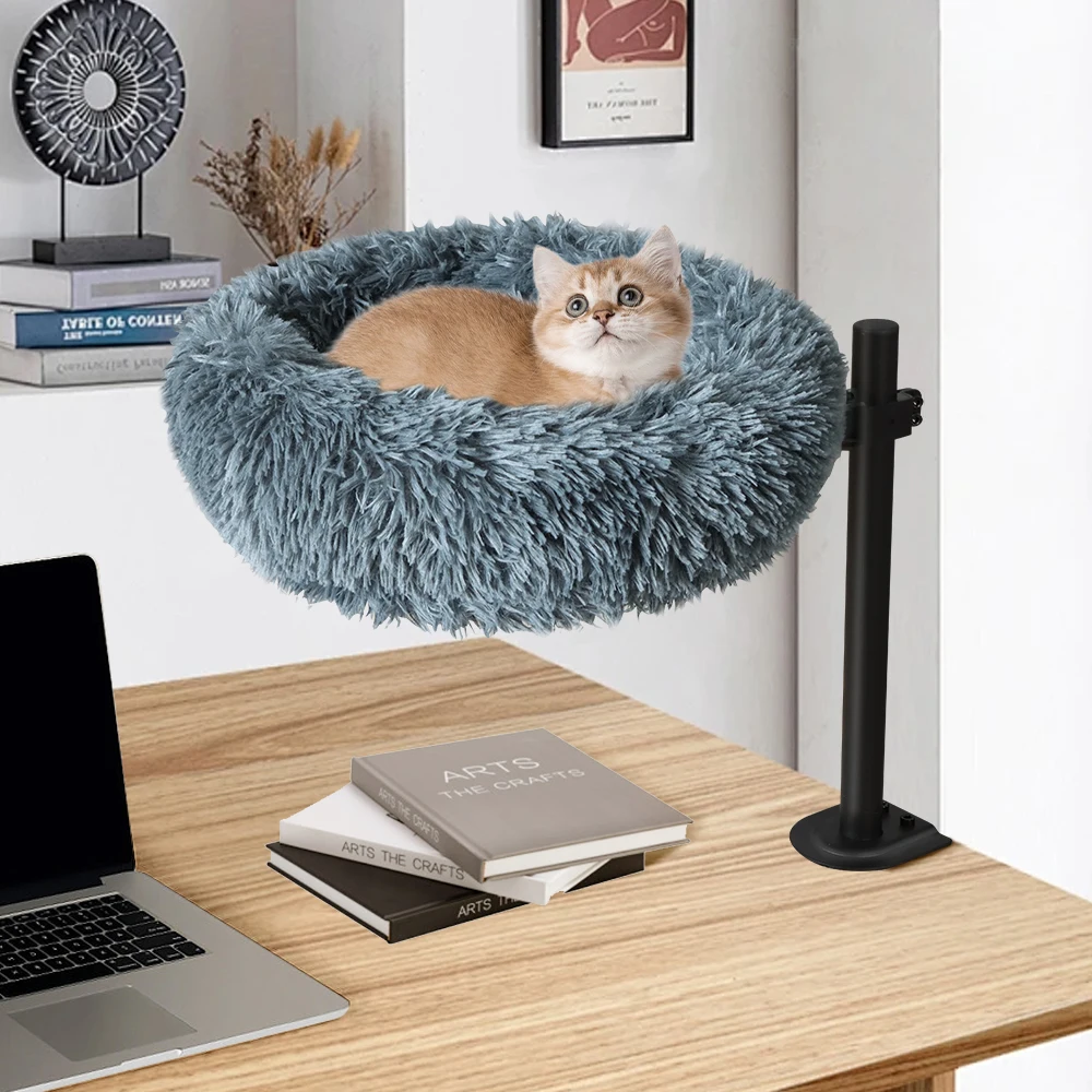 

Cat table bed, table cat bed, table cat bed with pet mat, 360° rotation and adjustable height, removable and washable