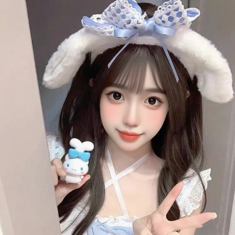 

1Pcs Bow Cinnamoroll Plush Hairband Women'S Autumn And Winter Plush Cute Cartoon Face Wash Headband, Hair Clip Xmas Gifts