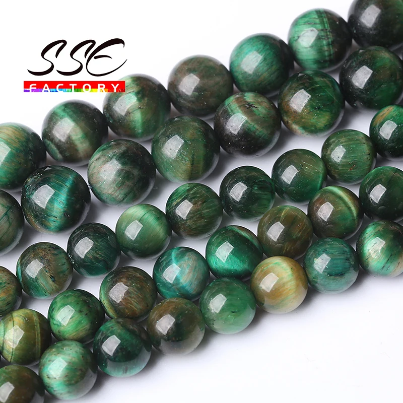 Natural Green Tiger Eye Agates Stone Beads Round Loose Beads For Jewelry Making DIY Bracelets Accessories 6 8 10 12mm Wholesale