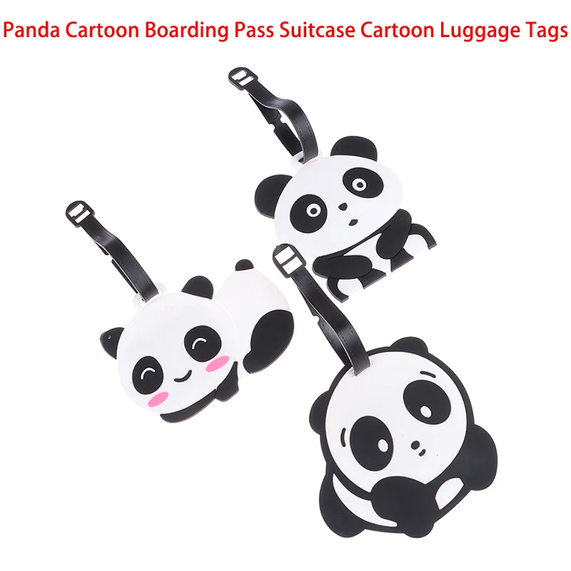 

Panda Cartoon Boarding Pass Suitcase Cartoon Luggage Tags Design ID Identifier Label Tag Address Holder Travel Accessories