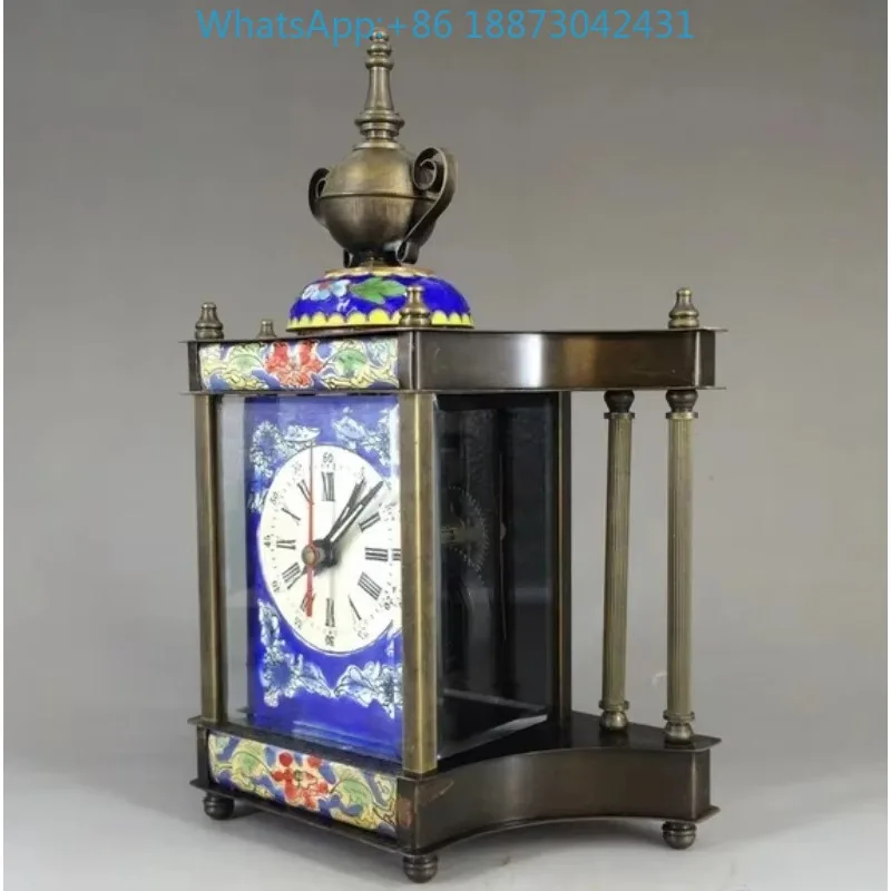 

Antique clocks and watches collection antique mechanical watches pure copper European and American blue pattern seat clock home