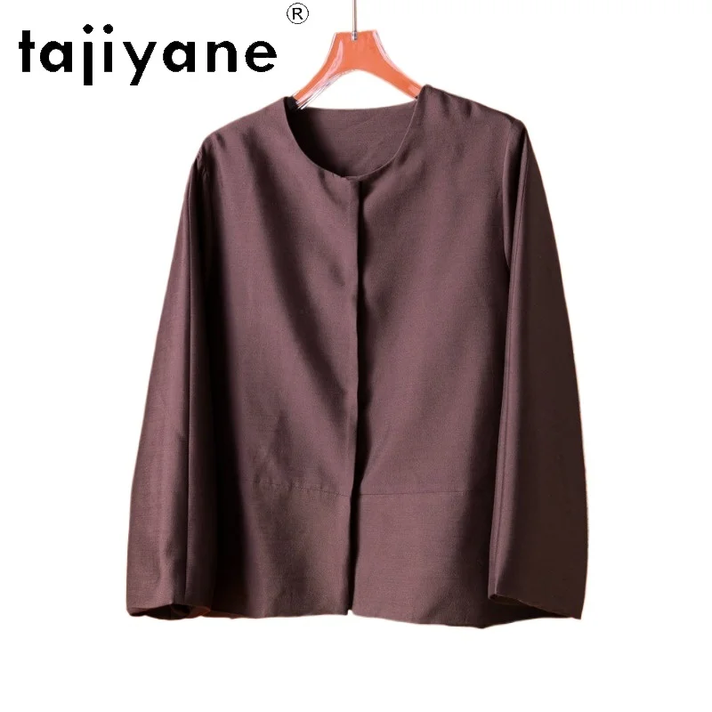 

Женская элегантная рубашка-поло TAJIYANE из 49% шелка тутового шелкопряда и 51% шерсти с потайными пуговицами, весенняя коллекция 2026, женская одежда