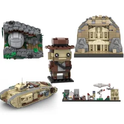 Juego de bloques de construcción de la serie INDIANA JONES, tanque Mark VII, The Last Crusade Skyline View Structure, Brickheadz, petraz, Hot