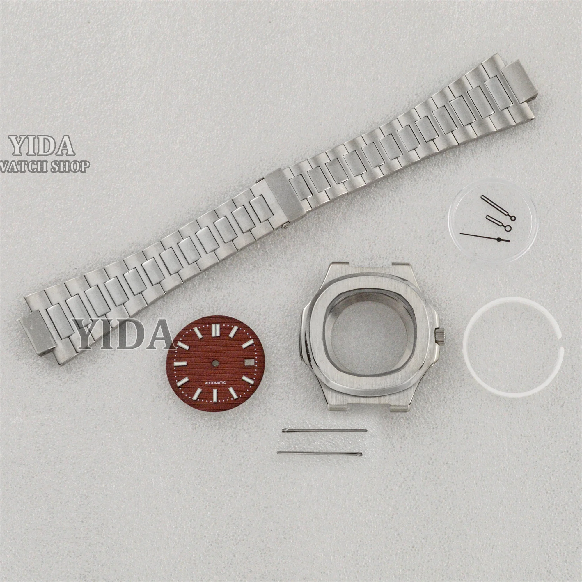 

NH35 Case Stainless Steel 41MM Case Strap Green Luminous 30.5mm Dial Pointers For NH35 Automatic Movement Nautilus Repair Tools