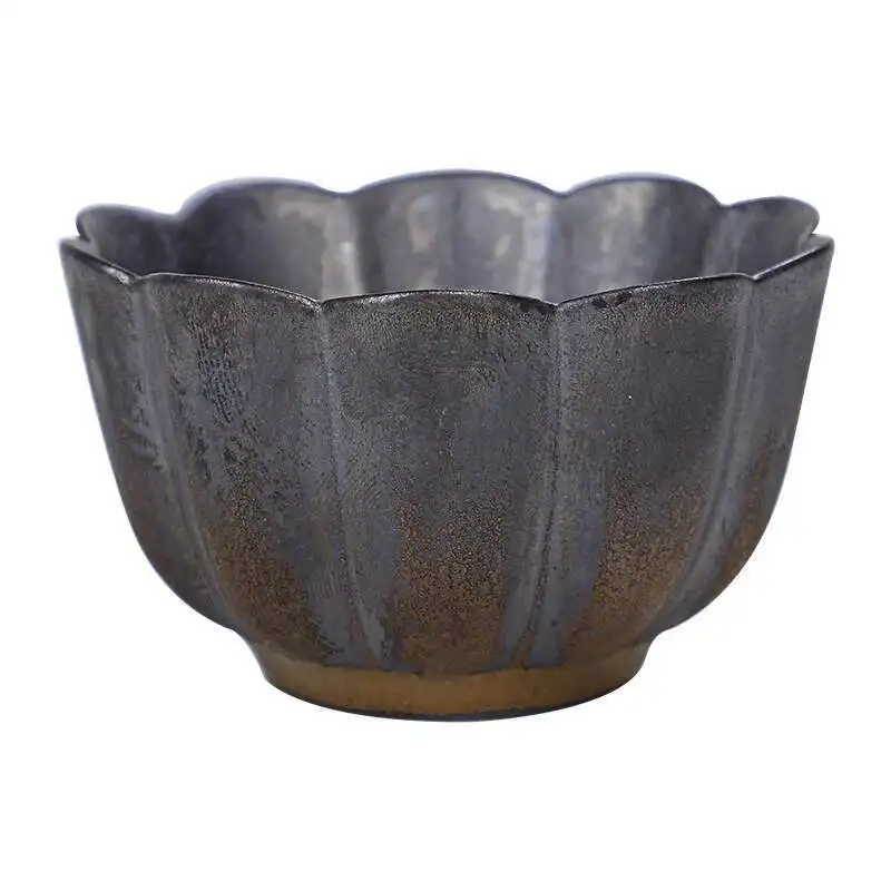 فنجان شاي صغير من الفخار الخشن، كوب رئيسي، طقم شاي كونغ فو منزلي فردي على الطراز الياباني من الحديد المطلي بالصدأ والسيراميك المزجج، شاي