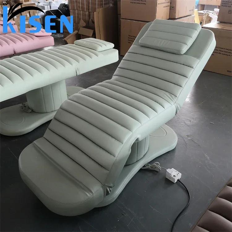 

Kisen good quality green stainless steel with remote control 3 motors electric face body beauty massage bed