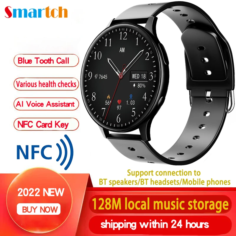 

Smart Watch NFC Sports Waterproof Fitness Blue Tooth Call PK Series 7 6 5 Smartwatch Women Men 128M Local Music Storage Weather