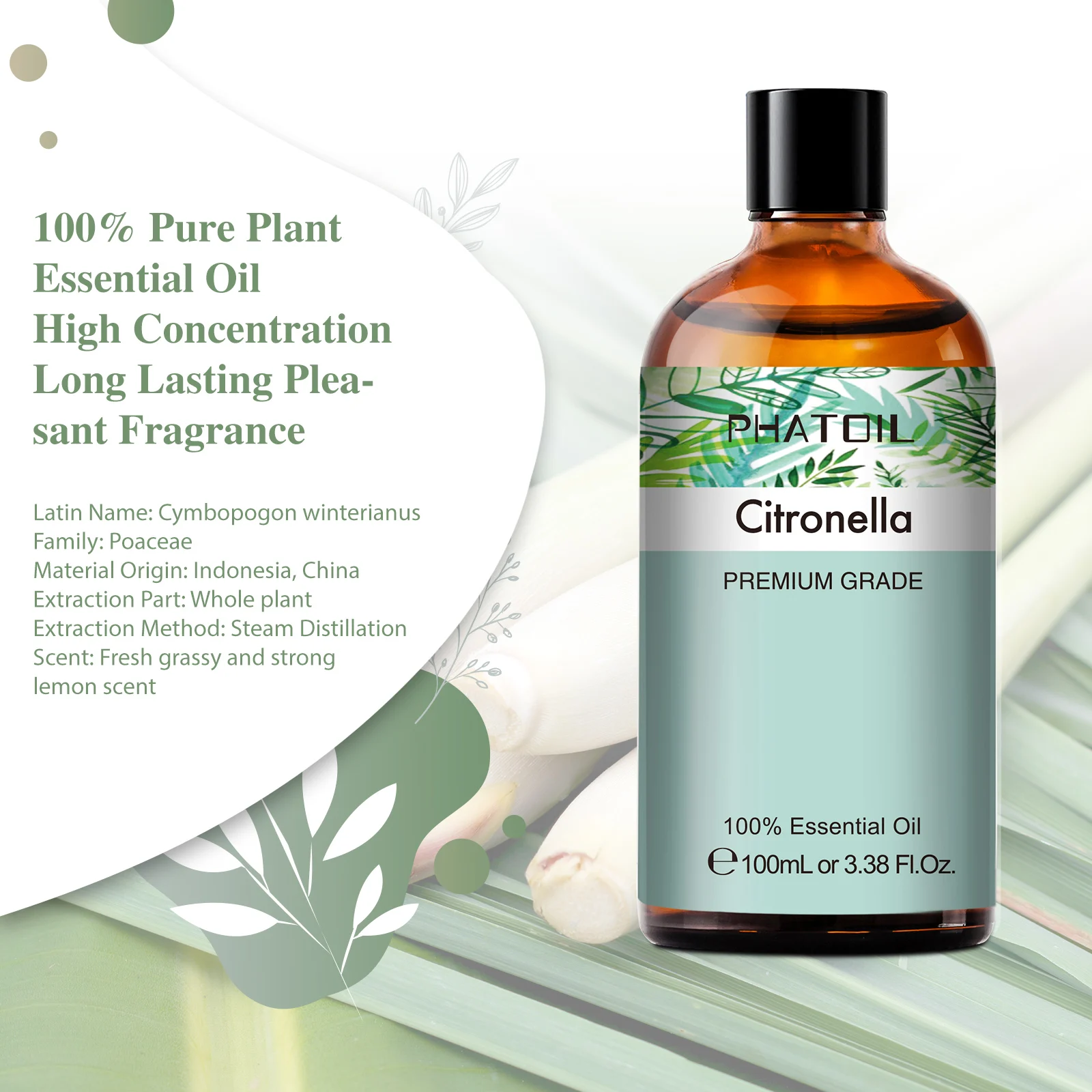 100ml Citronella Essential Oil Diffuser Pure Natural Lavender Eucalyptus Vanilla Peppermint Basil Tea Tree Cloves Aromatic Oil