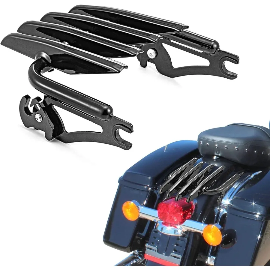 رف أمتعة خفي قابل للفصل لدراجة Harley Touring Road King Electra Glide Road Glide Street Glide 20092025 أسود لامع آمن