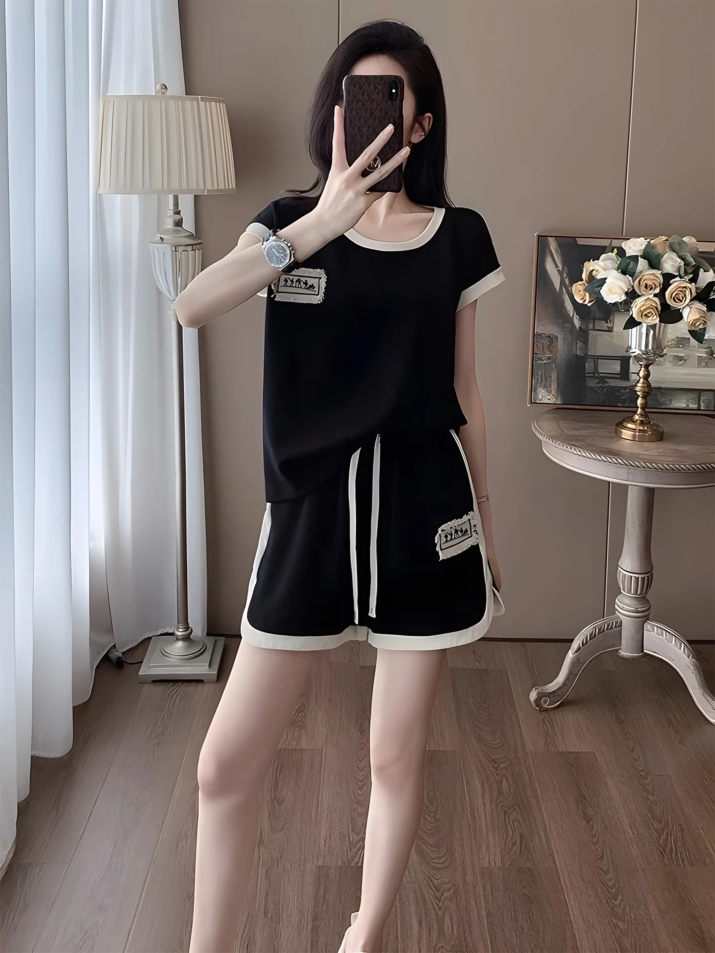 

Повседневный комплект спортивной одежды для женщин, лето 2022, антивозрастной комплект для похудения ort Sve orts Fitn, комплект из двух предметов для бега, хлопок...