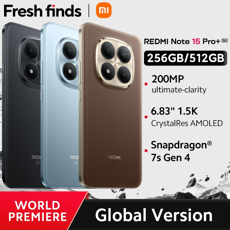 Redmi Note 15 Pro Plus 5G Xiaomi Global Version Snapdragon ® 7s Gen4 NFC, 120 Гц, 6.83-дюймовый дисплей, камера 200 МП, 6500 мАч【Мировая премьера】