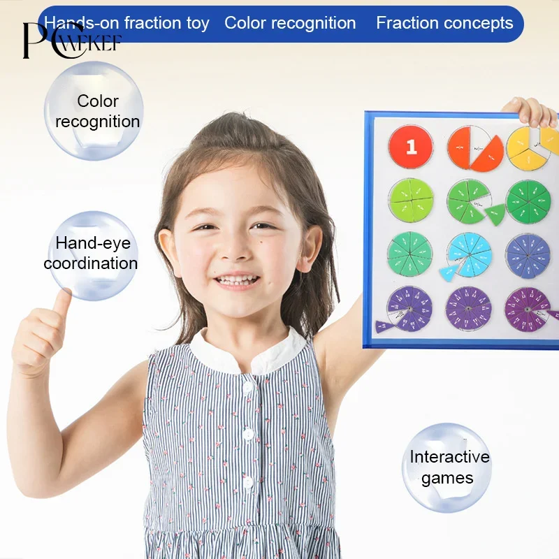 Magnetic Fraction Learning Toy For Kids - Tri-Fold Educational Math Disc With Visual Partitioning Puzzles
