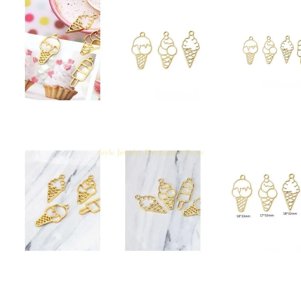 d46e 4 pcs sweet ice-cream frame uv pendant pendant pezel for diy craft Jewelry