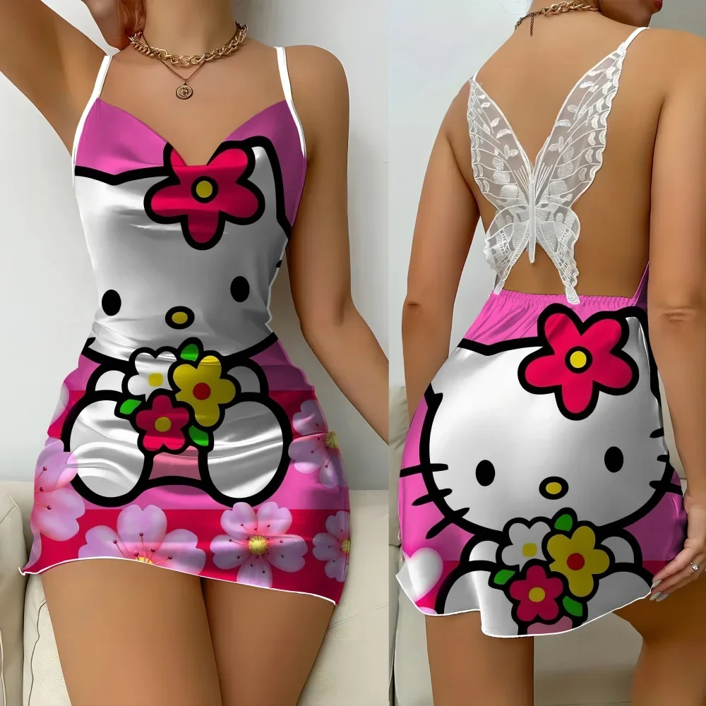 

2024 Fashion Cartoon Free Shipping Nightgown Summer Women Home Wear Dress New Lady Sleepwear Lovely Sexy Style Woman Nightie