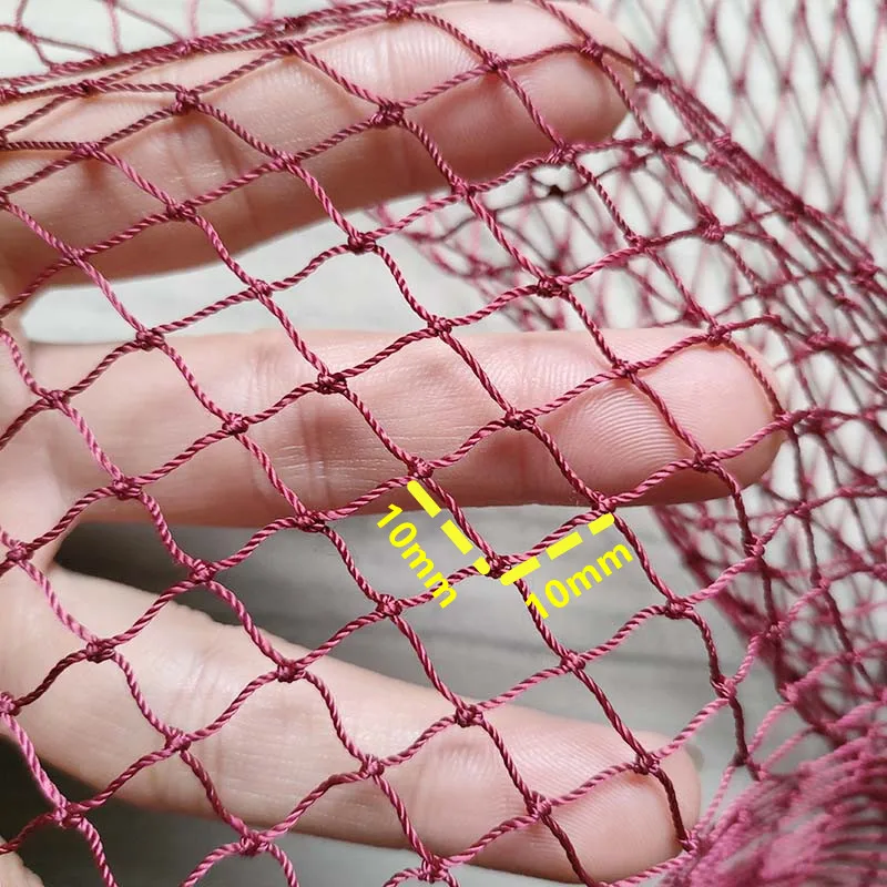 Grid 1cm Semi-finished Nylon fish net White/ Red trawl net Accessories Barrage net tool Breeding network