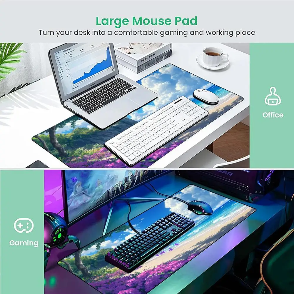 Tappetino per mouse Tappetino da scrivania Tappetino per mouse dal design Warm Town con bordi cuciti Tastiera con base in gomma antiscivolo Tappetino da gioco esteso