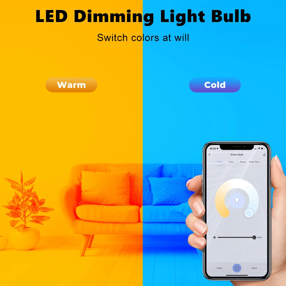 SMATRUL Tuya GU10 WiFi Smart Light LED Bulbs RGBCW 5W Dimmable Lamps Smart Life Remote Contro Work with Alexa Google Home