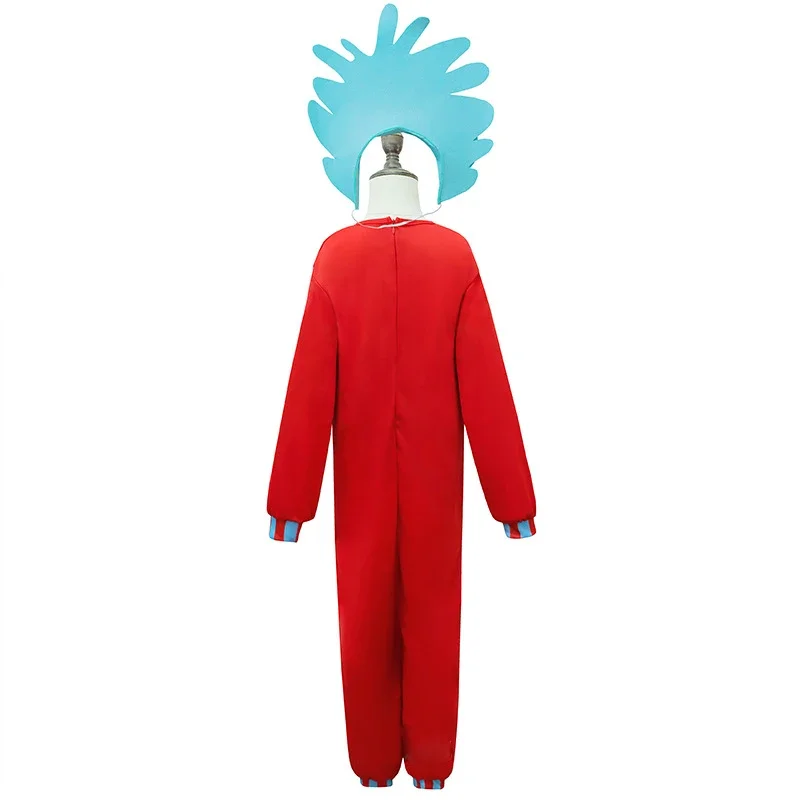 Child Thing 1 & Thing 2 One Piece Costume Boys Girls Jumpsuit Headband Set Unisex Halloween Costume Kids