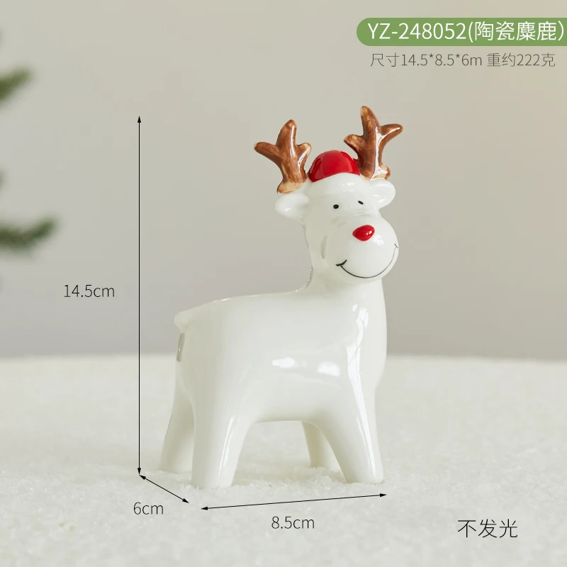 زخرفة سيراميك لرجل الثلج لسطح المكتب لتزيين عيد الميلاد، دعائم ترتيب مشهد نافذة مركز التسوق الصغير على شكل الأيائل