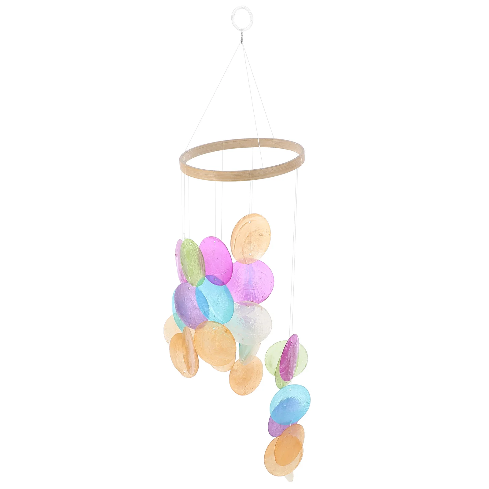Seashell Wind Chime Pendant Shell Bamboo Ring Hanging Decor For Garden Outdoor Courtyard Terrace Home Decoration Wind