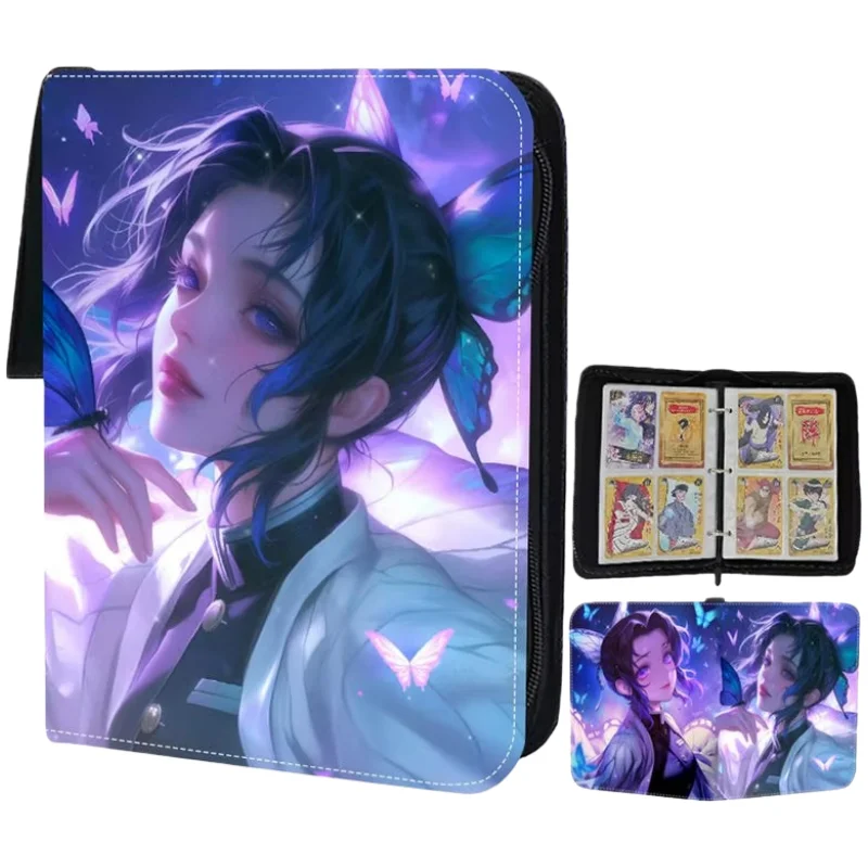 Demon Slayer Kochou Shinobu Zipper Binder Game Card Collection Album Book Anime Cartoon Business Card Holder Children's Toy Gift