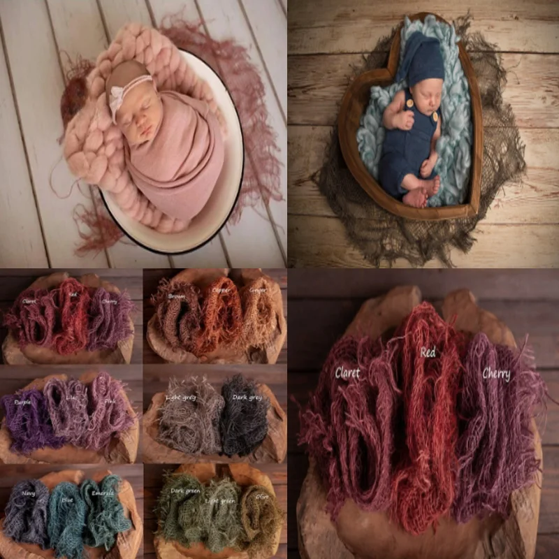 Hand-Dyed Jute Layered Blanket-Bohemian Style Photography Prop for Newborn Photoshoots, Vintage Rustic تصوير حديثي الولادة  bebe